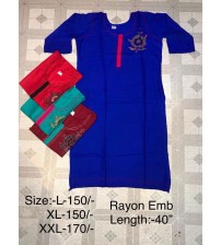 Rayon Embroidered Blue Kurti